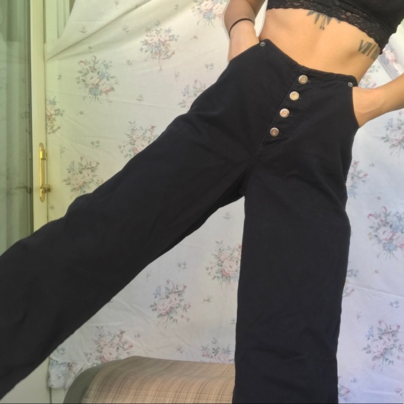 vintage high waisted wide leg flare jeans - Picture 7 of 8